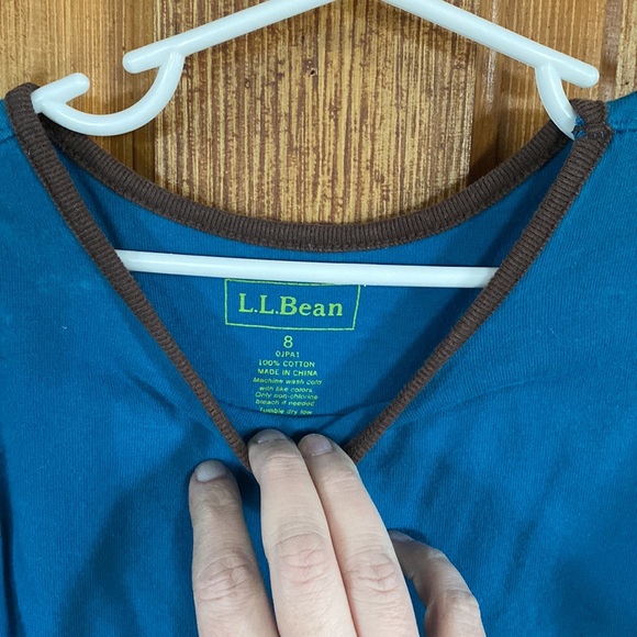 LLBean girls dress size 8, teal and floral - Picture 2 of 4